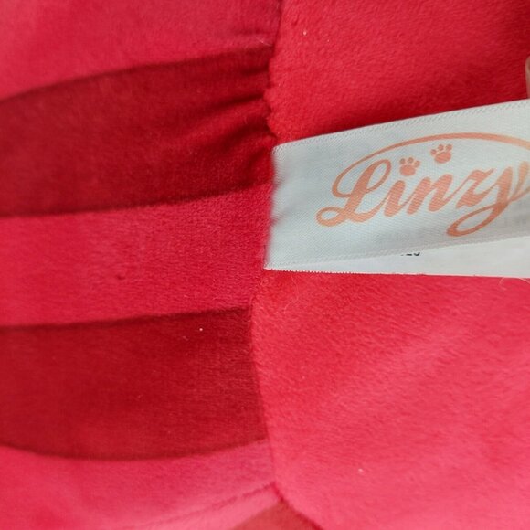 Linzy Christmas Ornament Plush Red Striped Gold Green Holly Smile Face 13" - Picture 8 of 9